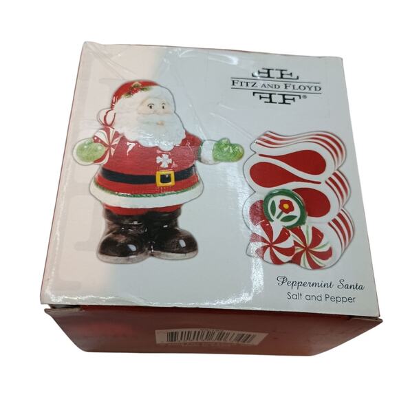 Fitz And Floyd 2008 Peppermint Santa Christmas Salt & Pepper Shakers - Picture 6 of 9